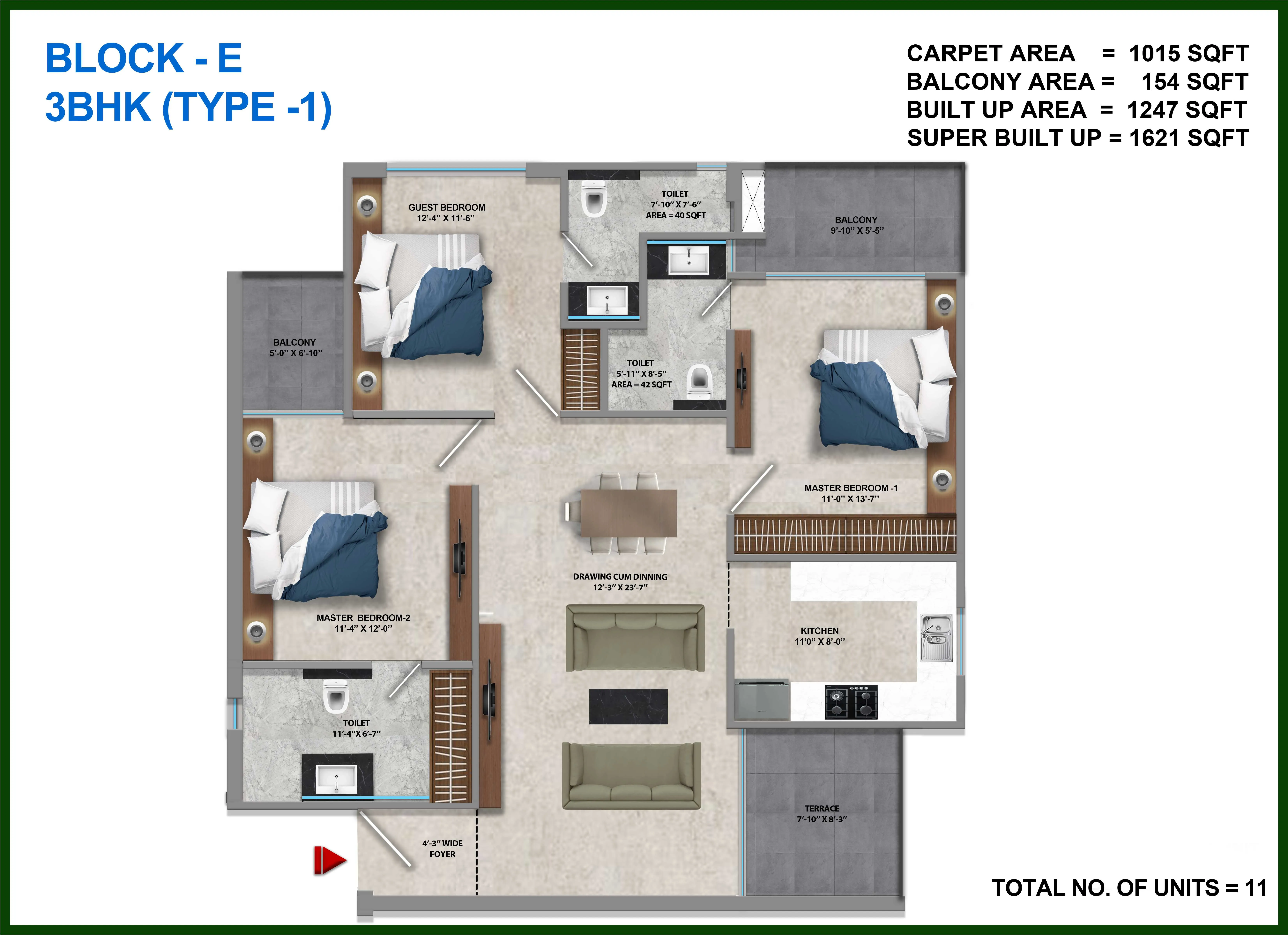 Tara Devi's Enclave 3 BHK floor plan image